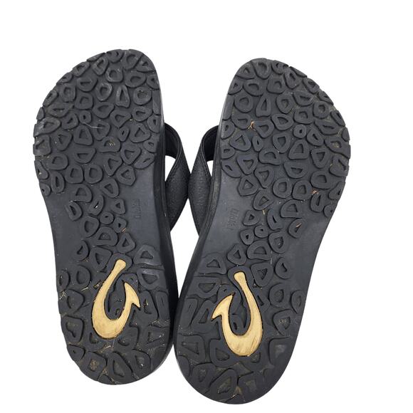 OluKai Black Ohana Cushioned Water-Resistant Flip Flop Shoes Size 10 main image 5